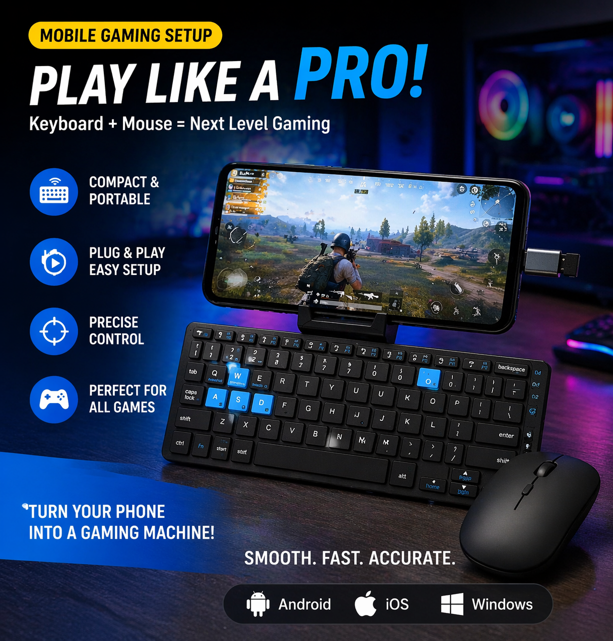 โDonโt let a gamer see this ๐ณ๐ฅโMini Wireless Keyboard & Mouse Combo for Mobile Gaming ๐ฎ๐ฑ | Portable Gaming Setup