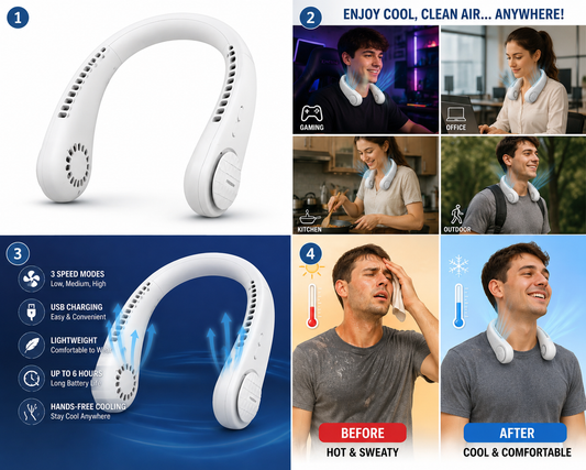 Arctic Air Freedomβ’ Neck Fan βοΈ | Wearable Air Cooler & Purifier | USB Rechargeable Portable Cooling Fan