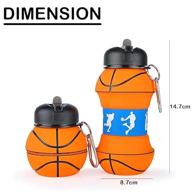 Portable Basketball Water Bottle 🏀💧 | Portable Leakproof Sports Gym Bottle | Collapsible Travel Sipper