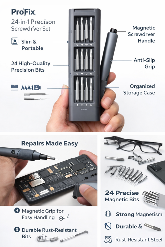 ProFix 24-in-1 Precision Screwdriver Set – Magnetic Repair Tool Kit