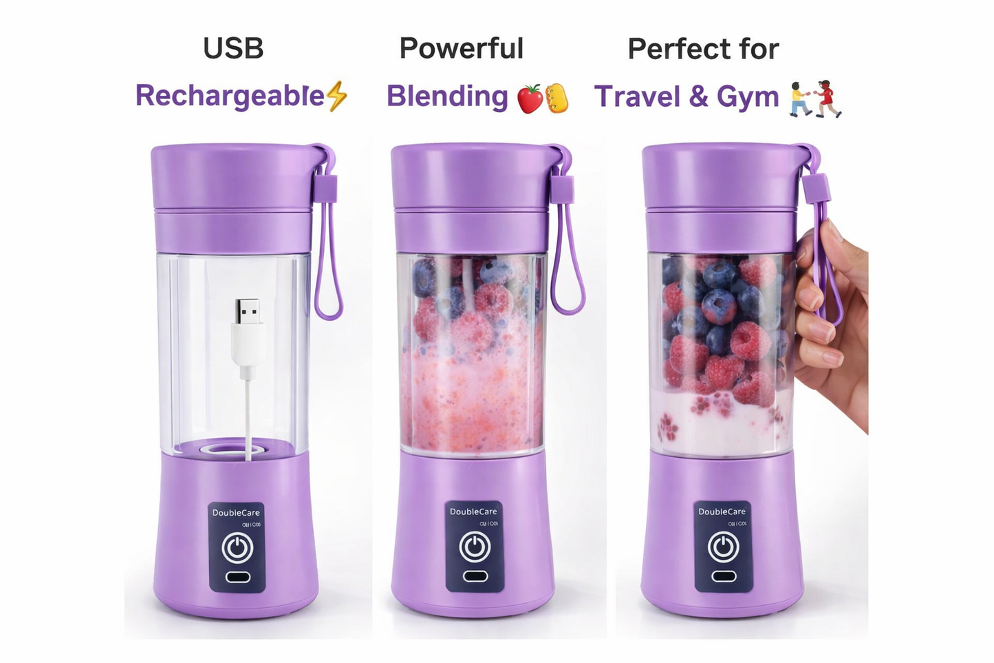 Portable USB Juicer Blender 🥤💜 | Mini Smoothie Maker for Travel & Gym