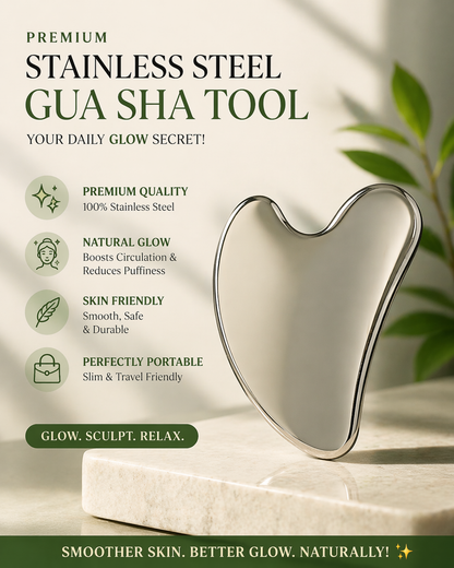 Premium Stainless Steel Gua Sha Tool – Face Sculpting & Skin Glow Massager
