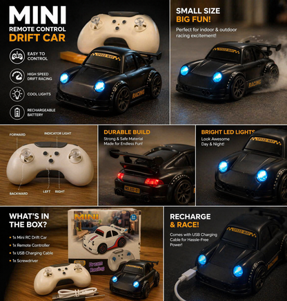 Mini RC Drift Car 🚗 | LED Lights + Wireless Remote Control Toy 🎮