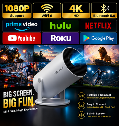 👉 Portable Smart Mini Projector – HD Home Theater | 1080p Support, WiFi & Compact Design 🎬✨