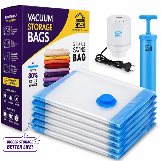 Vacuum Storage Bags Set with Pump – Space Saving Organizer for Clothes 🧳✨