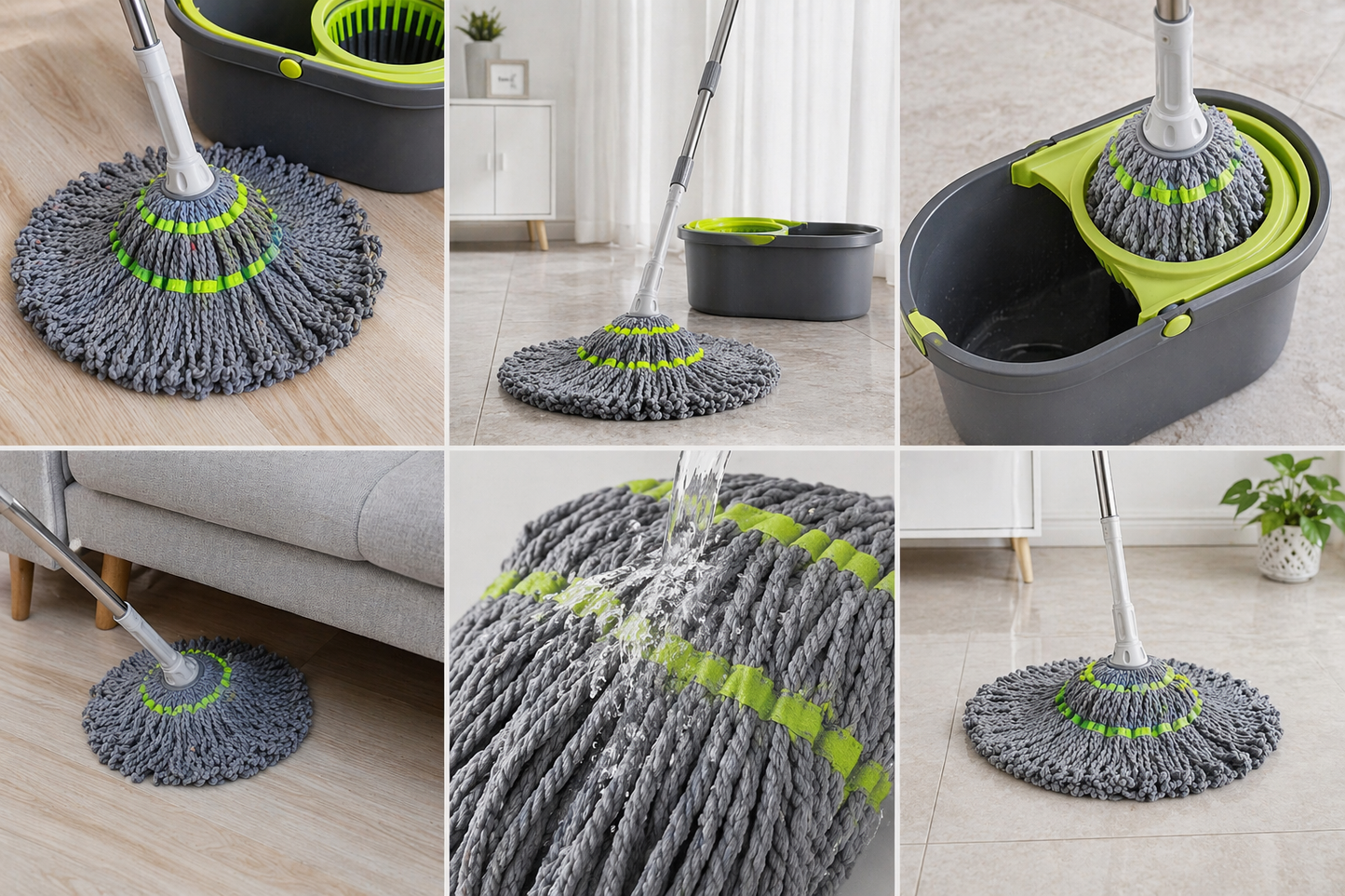 360° Spin Microfiber Mop – Easy Squeeze Floor Cleaning System 🧼✨