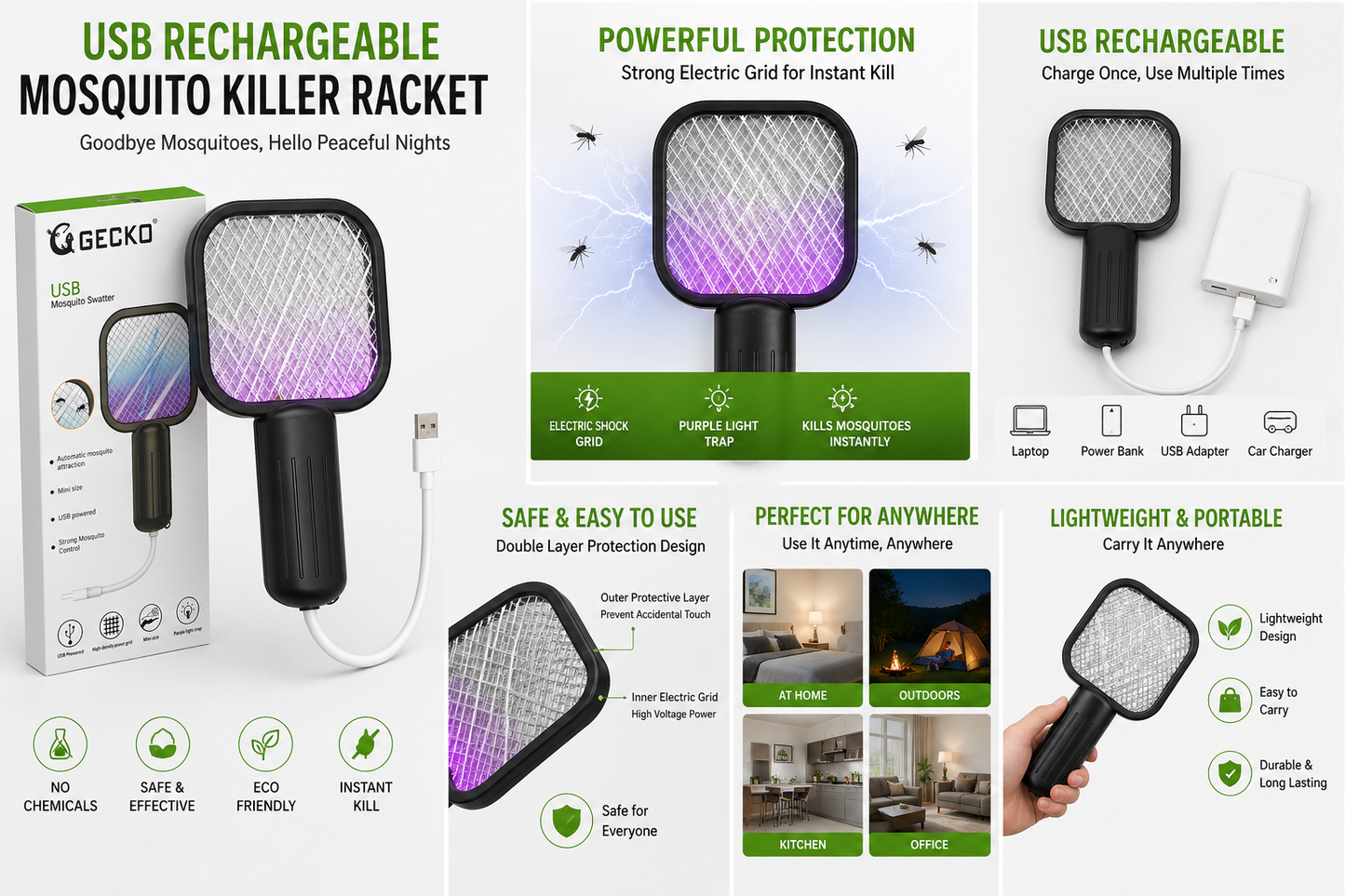 USB Rechargeable Mosquito Killer Racket ⚡🦟 | Electric Bug Zapper | Portable Insect Killer