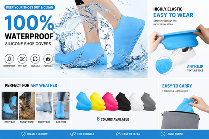 AquaShield™ Waterproof Silicone Shoe Covers 🌧️👟 | Reusable & Anti-Slip
