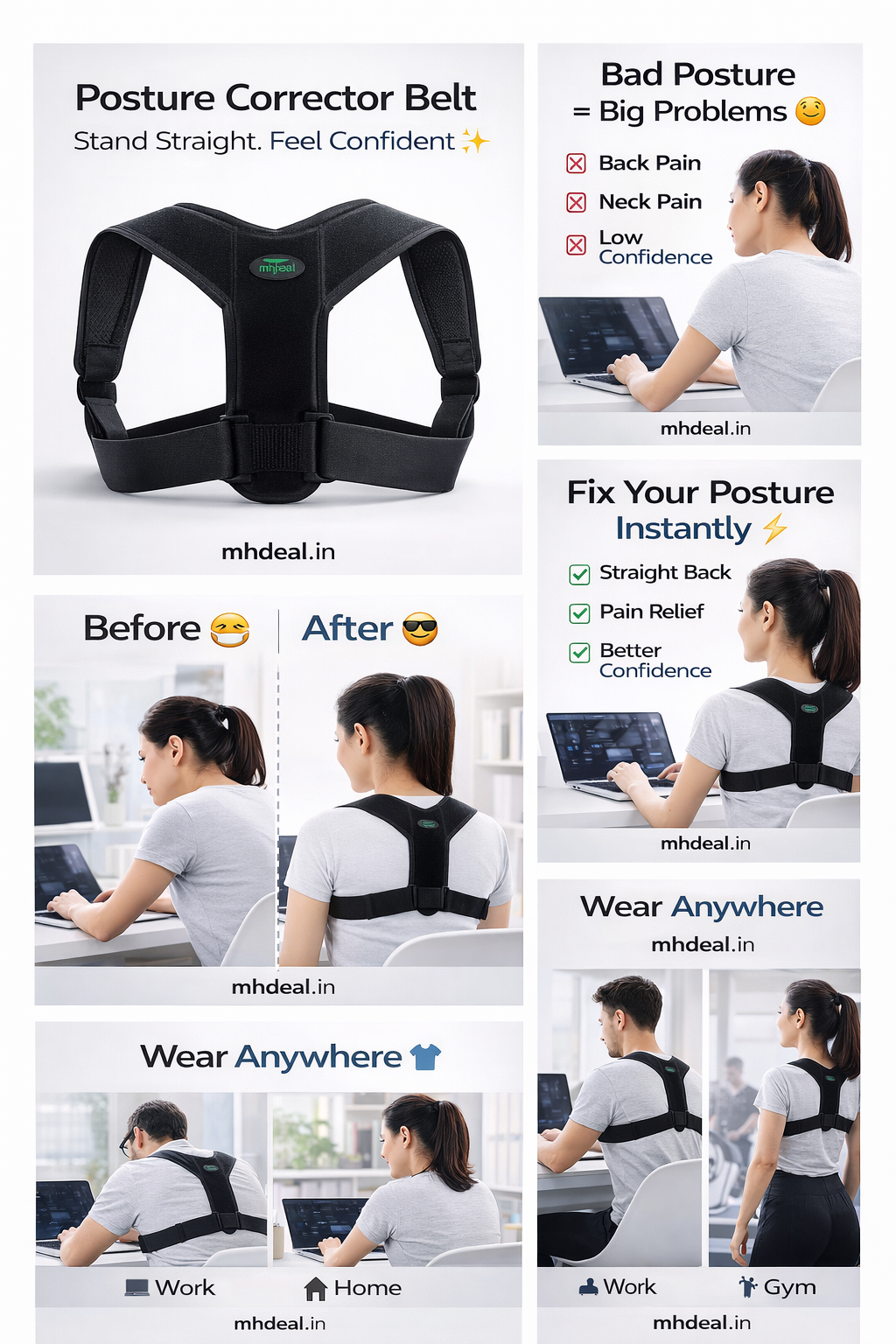 Posture Corrector Belt 🧍‍♂️✨ | Back Support Straightener | Pain Relief Shoulder Brace