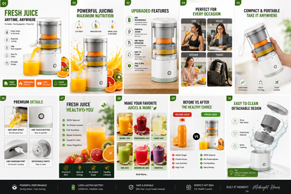 Portable Electric Juicer Blender 🍊⚡ | USB Rechargeable Fresh Juice Maker | Mini Fruit Mixer Bottle