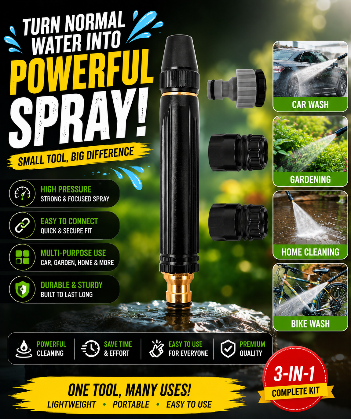 🔥 Never Drag Heavy Pipes Again – High Pressure Water Spray Nozzle 🚿✨