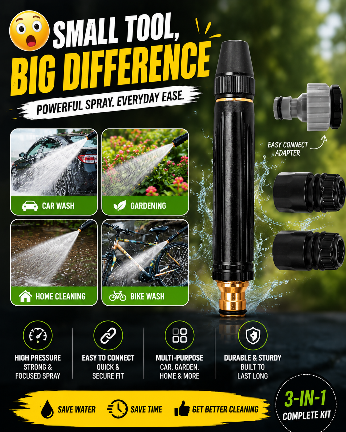 🔥 Never Drag Heavy Pipes Again – High Pressure Water Spray Nozzle 🚿✨