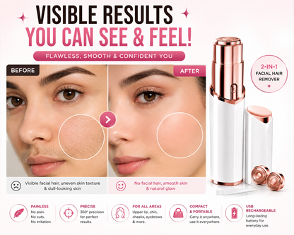 2-In-1 Rechargeable Facial Hair Remover – Painless Precision Beauty Trimmer ✨💖