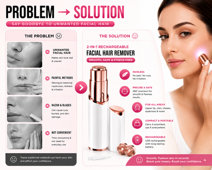 2-In-1 Rechargeable Facial Hair Remover – Painless Precision Beauty Trimmer ✨💖