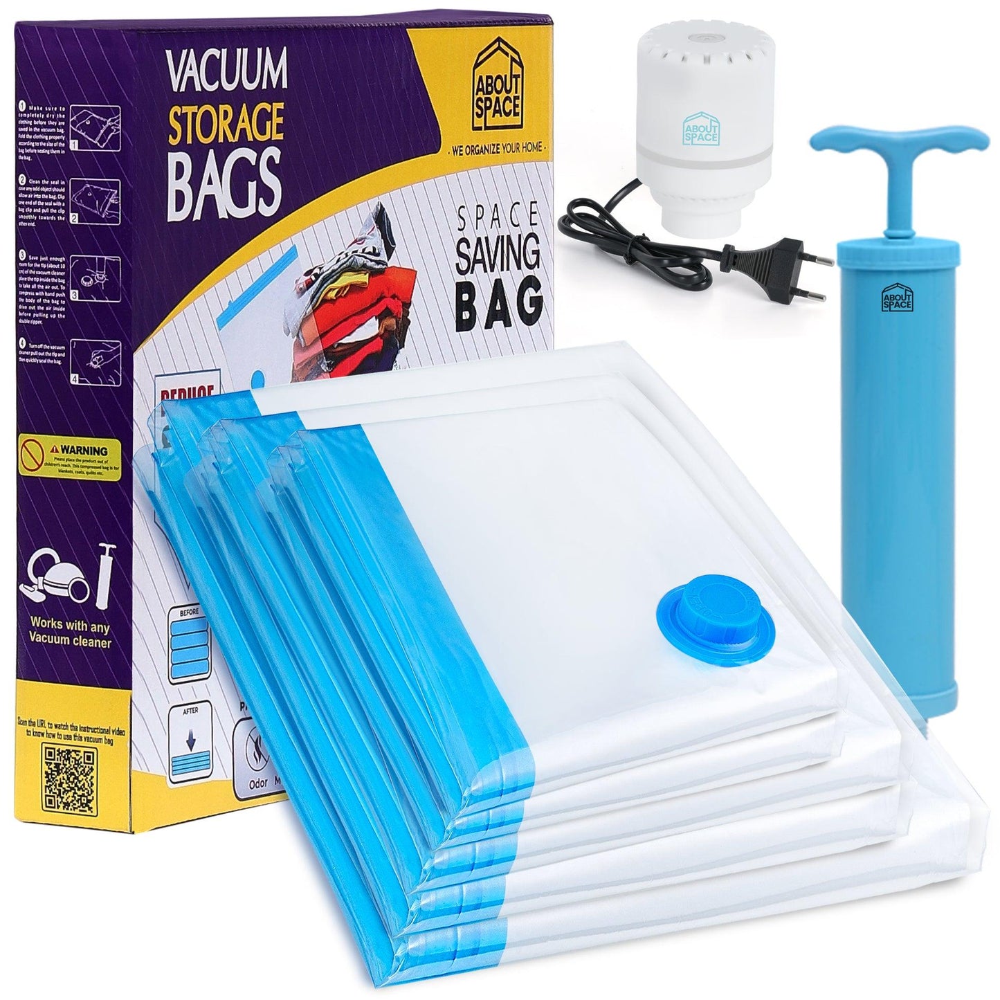 Vacuum Storage Bags Set with Pump – Space Saving Organizer for Clothes 🧳✨