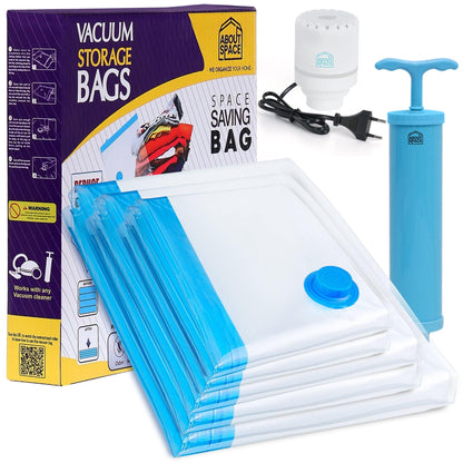 Vacuum Storage Bags Set with Pump – Space Saving Organizer for Clothes 🧳✨
