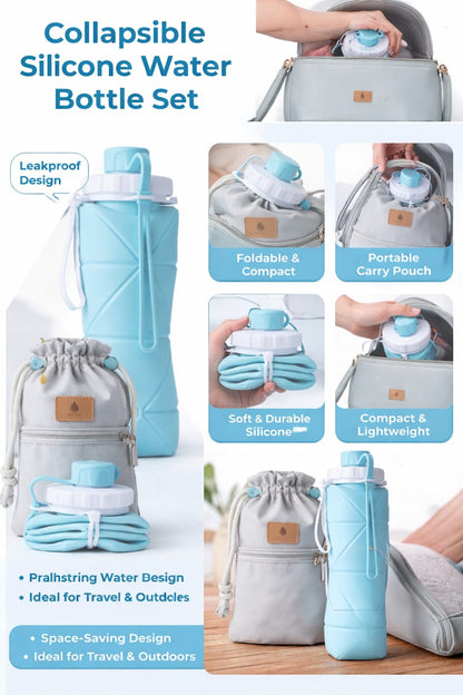 Collapsible Silicone Water Bottle – Leakproof, Foldable & Travel-Friendly Hydration Bottle