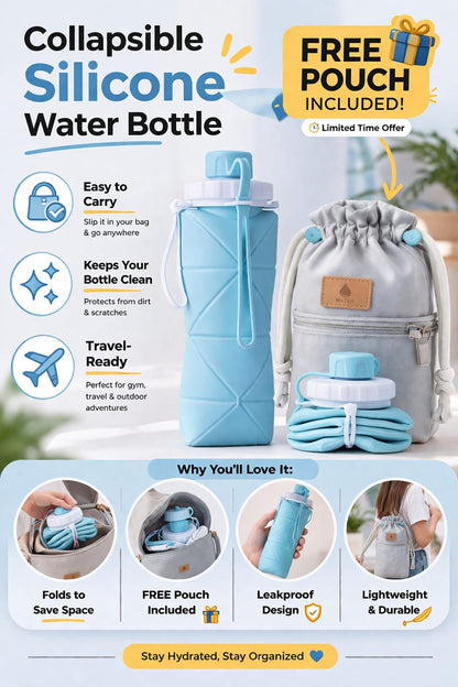 Collapsible Silicone Water Bottle – Leakproof, Foldable & Travel-Friendly Hydration Bottle