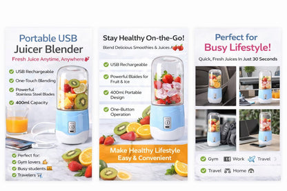 👉 Portable USB Juicer Blender – Fresh Juice Anytime, Anywhere 🥤⚡