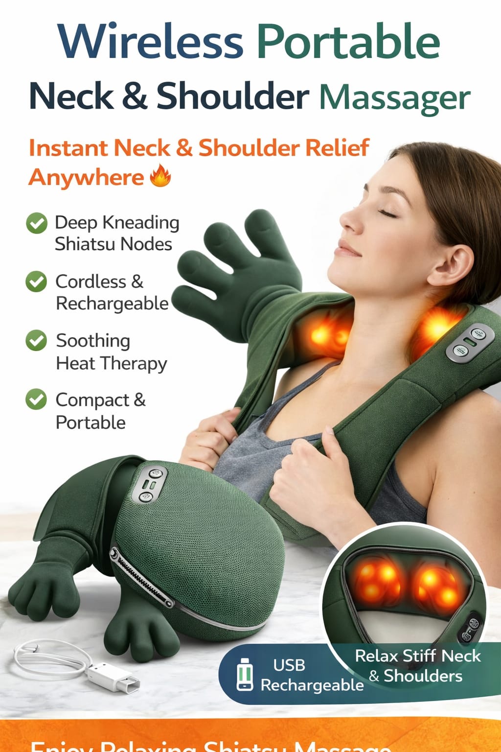 Smart Rechargeable Neck & Shoulder Massager | Deep Tissue Relaxation Device