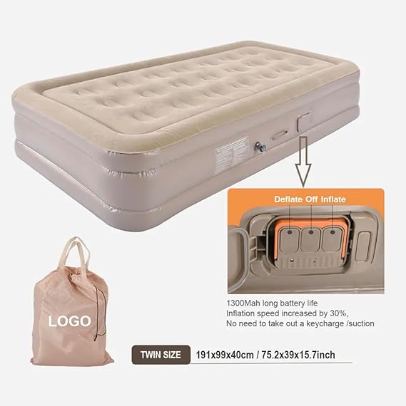 Premium Inflatable Air Mattress with Built-in Pump | Portable Single Bed for Home, Travel & Camping 🛏️✨