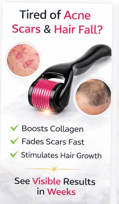 ✨ 540 Needle Derma Roller – Skin Glow & Hair Growth Tool 💆‍♂️Titanium needles use⬆️🧑