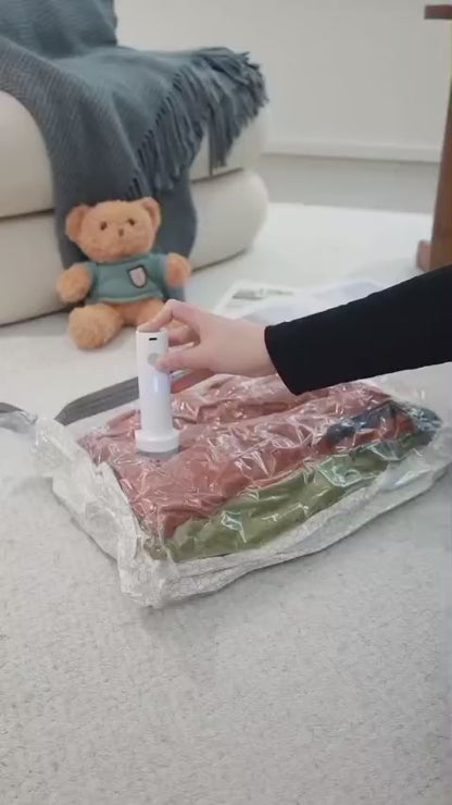 Vacuum Storage Bags Set with Pump – Space Saving Organizer for Clothes 🧳✨